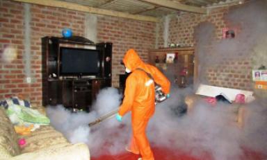 Fumigan hogares para prevenir reproducción del zancudo vector. (Foto: Andina)
