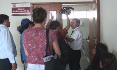 Durante la audiencia, el juez Carlos Eduardo Merino Salazar prohibió el ingreso de la prensa. Foto: Trujillo en Línea