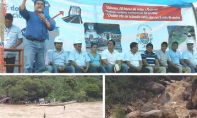 El gerente Manuel Llempén inauguró el inicio de construcción del puente Calemar, en la proovincia de Bolivar. (Foto cortesía Facebook)