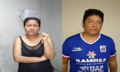 "Chino Malaco" y "Erika Platanera" después de ser capturados. (Foto elaboración Trujilloenlinea.pe)