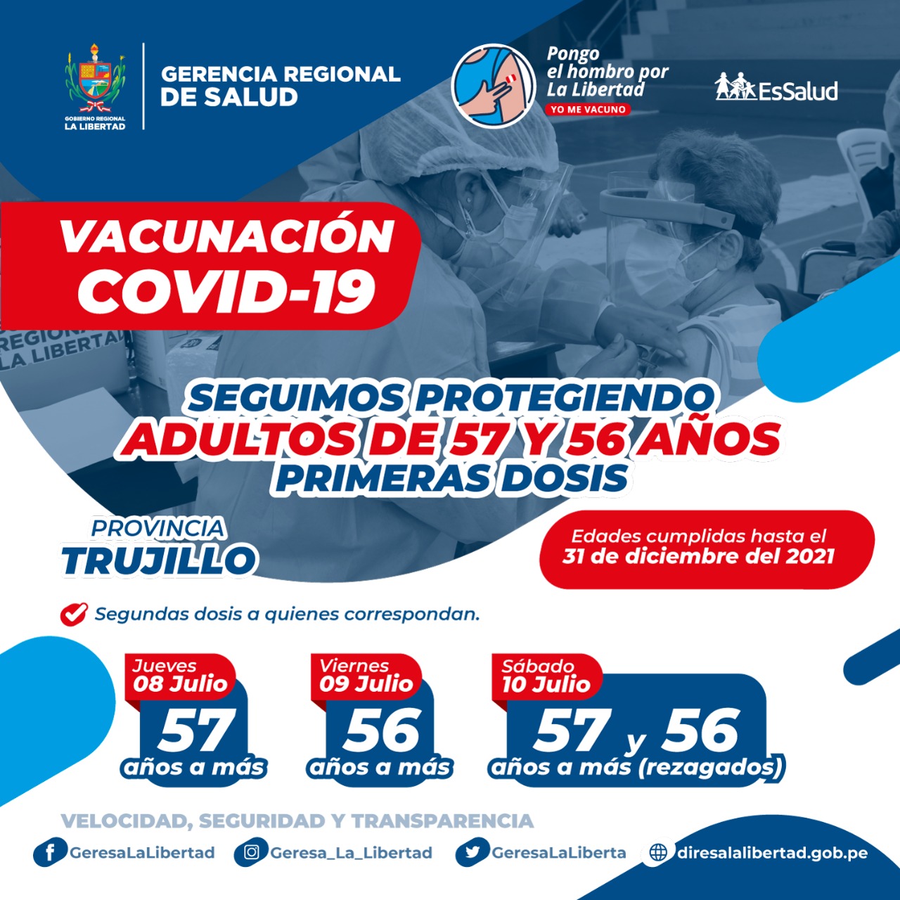 Trujillo: comienza vacunación para mayores de 56 años 