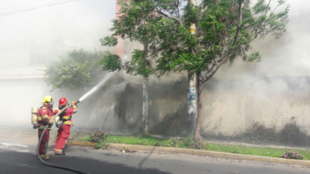 Trujillo: pirotécnicos incendian plantas que cubrían fachada de local de eventos