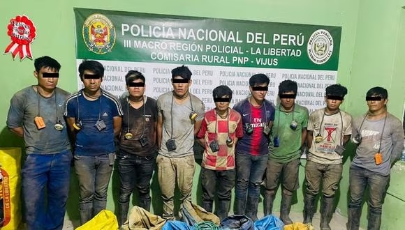 Capturan a nueve sujetos acusados de ingresar a robar mineral aurífero en Pataz