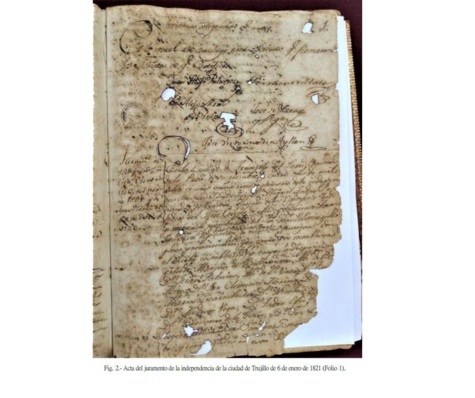 Trujillo recibirá registro de declaratoria del acta de juramento de la independencia