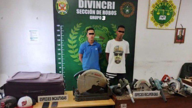 Policía desarticula banda criminal dedicada al robo de herramientas de construcción