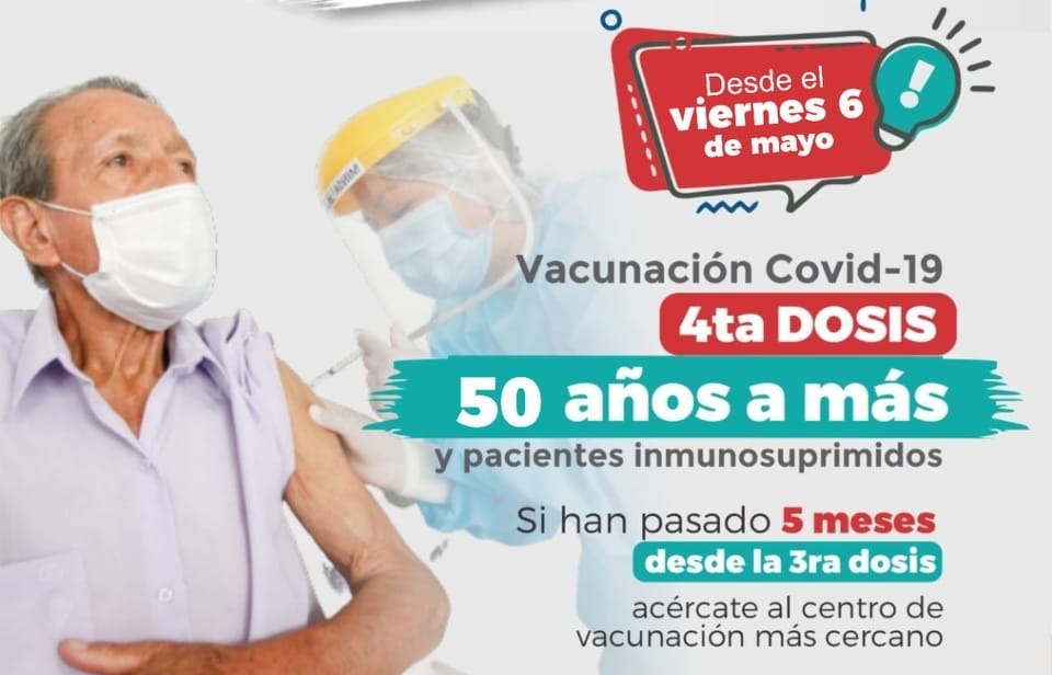 Comienza aplicación de cuarta dosis en mayores de 50 años en La Libertad