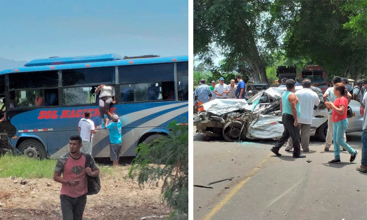  Tres muertos y diez heridos dejó choque de bus contra colectivo en Casa Grande