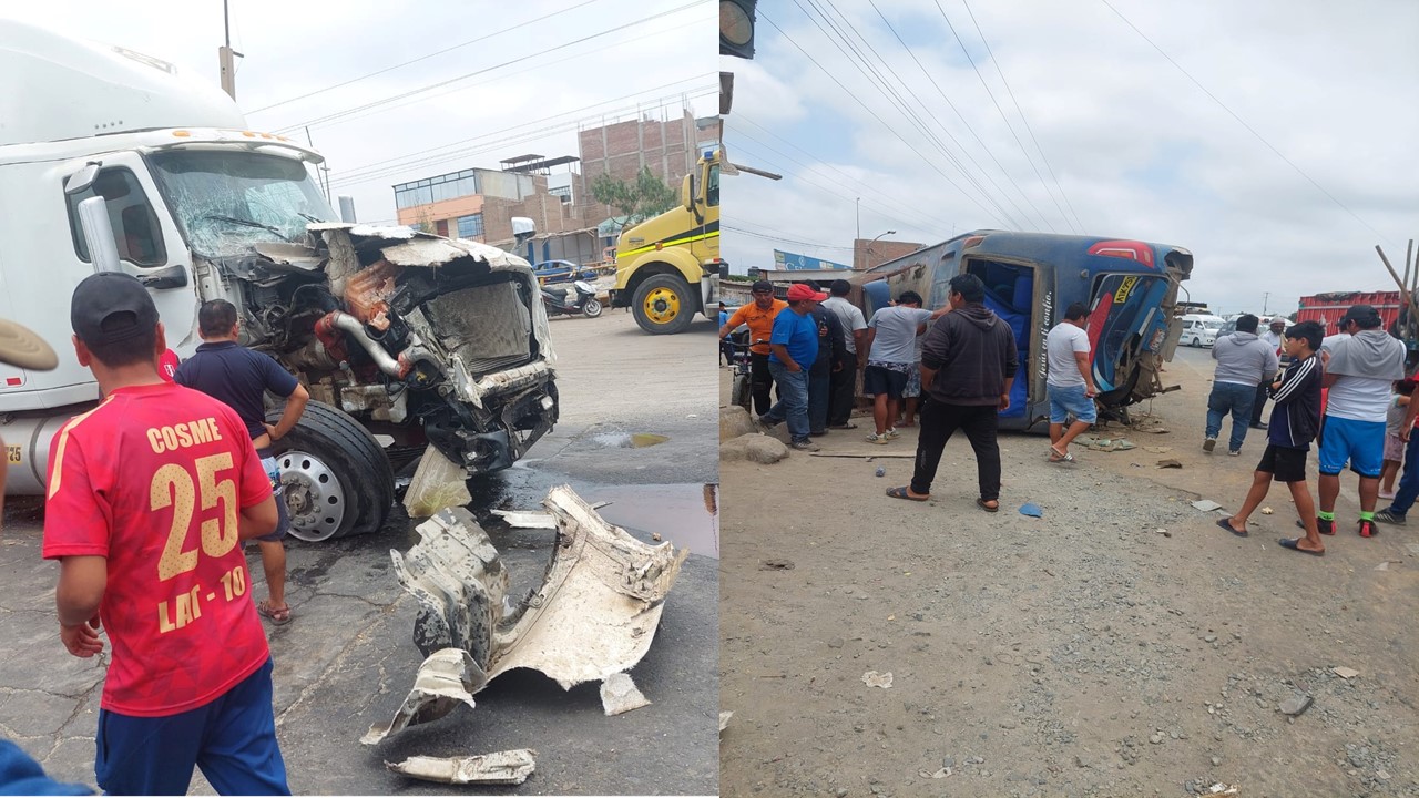 Triple choque entre un tráiler deja varios heridos en Virú