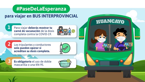 Pasajeros de buses interprovinciales deben presentar carnet de vacunación 