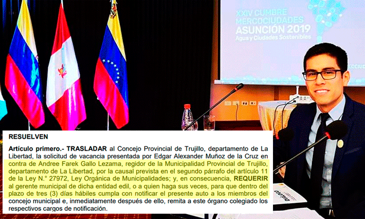 Concejo de Trujillo tendrá que definir fecha para debatir vacancia de regidor trujillano