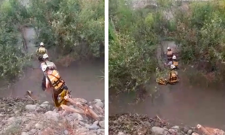  Rescatan a dos personas que se quedaron atrapadas en medio del río Moche