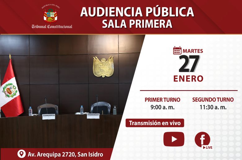 Sala Primera del TC sesionará el martes 27 de enero y verá 60 procesos constitucionales