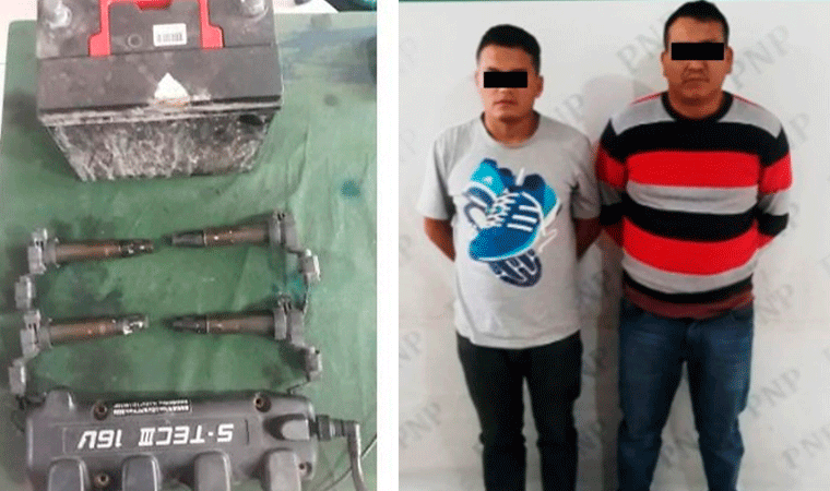 Capturan a dos sujetos que robaban autopartes en Víctor Larco 