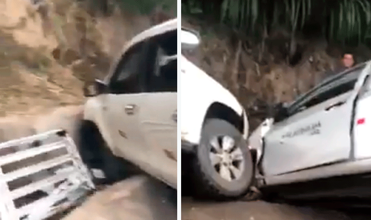Conductor de camioneta choca contra auto y sobrevive de milagro en sector El Platanar