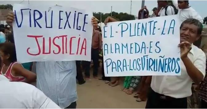 Virú: bloquean puente La Alameda en rechazo a caos vehicular