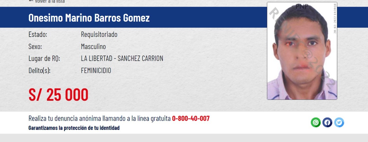 Huamachuco: presunto asesino de mujer que fue encontrada en una bolsa es incluido en lista de los más buscados