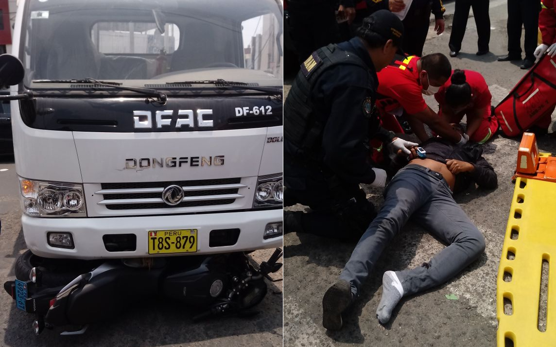 Motociclista salva de morir arrollado por camión en urbanización Monserrate