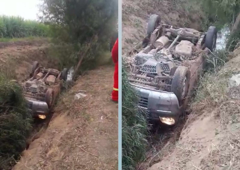 Laredo: camioneta se despista y cae a acequia