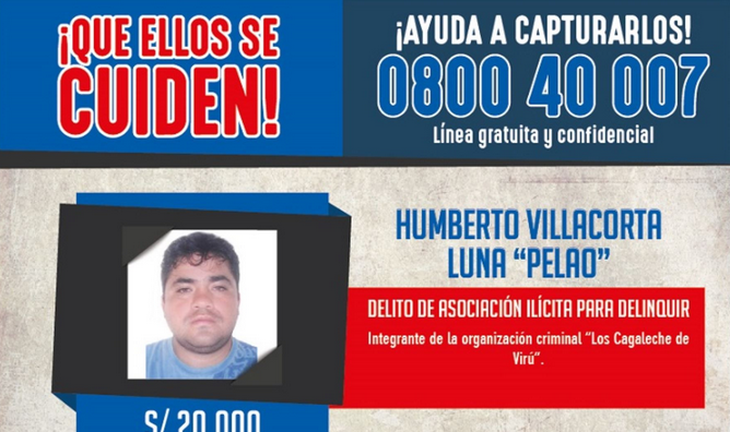 Capturan a “Pelao” de “Los Cagaleche de Virú”, incluido en lista de los más buscados