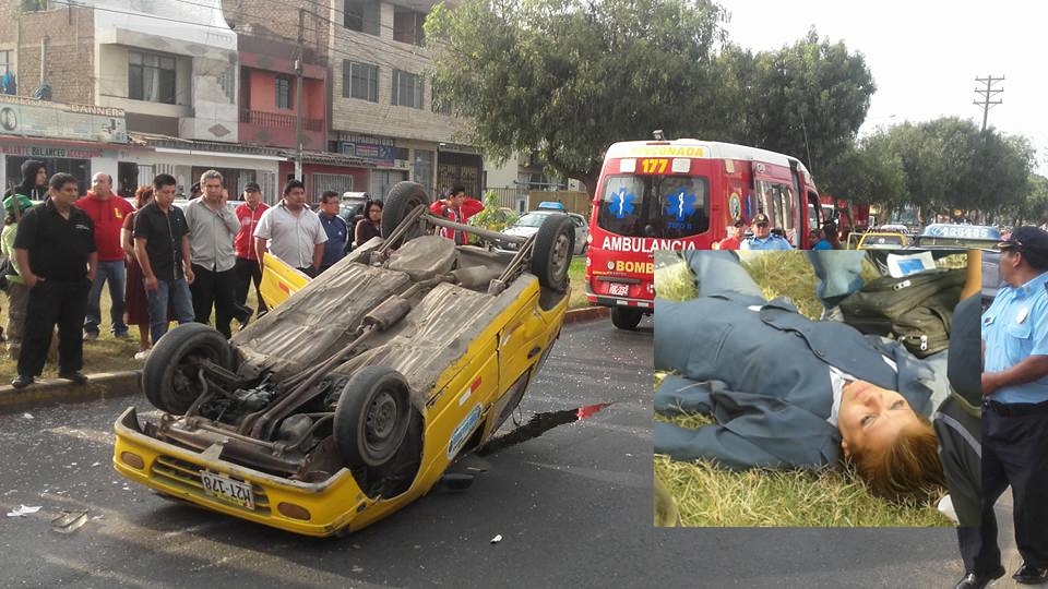 Dos heridos deja volcadura de auto Tico en la avenida América Sur