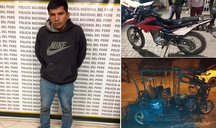 Chao: policía atrapa a extorsionador cuando se cayó de su moto en pleno escape