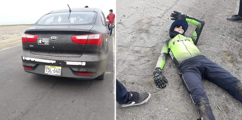 Ciclista se salvó de morir atropellado en carretera Costanera