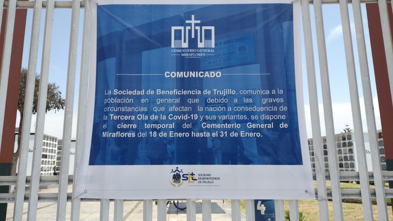 Cementerio Miraflores permanecerá cerrado hasta el 31 de enero