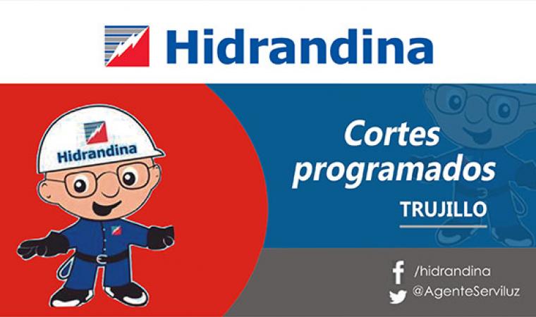 Jueves 7 de diciembre: Hidrandina programa corte en algunas zonas de Trujillo