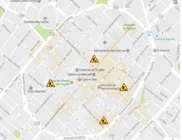 Este lunes inicia remodelación de veredas en centro histórico de Trujillo