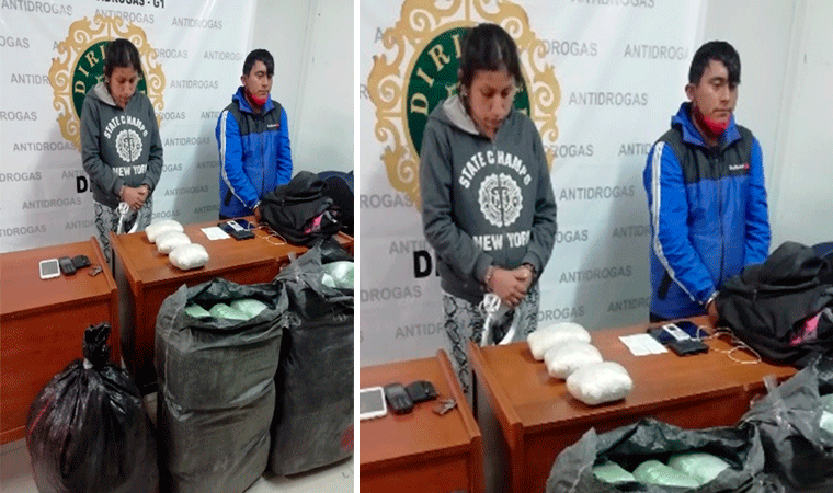 Trujillo: detienen a pareja trasladando más de 60 kilos de marihuana
