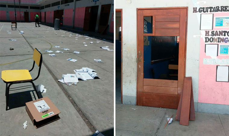 Policía detuvo a dos personas por destruir material electoral durante escrutinio en La Libertad