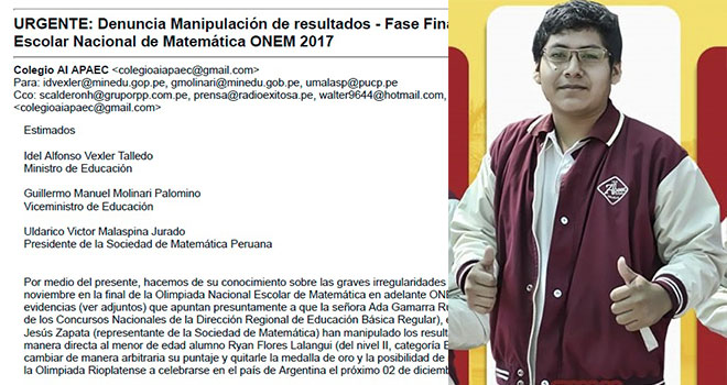 Denuncian presunta manipulación de resultados en Olimpiada Nacional de Matemática