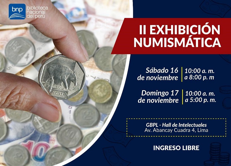 Realizan exhibición numismática en la gran Biblioteca Pública de Lima