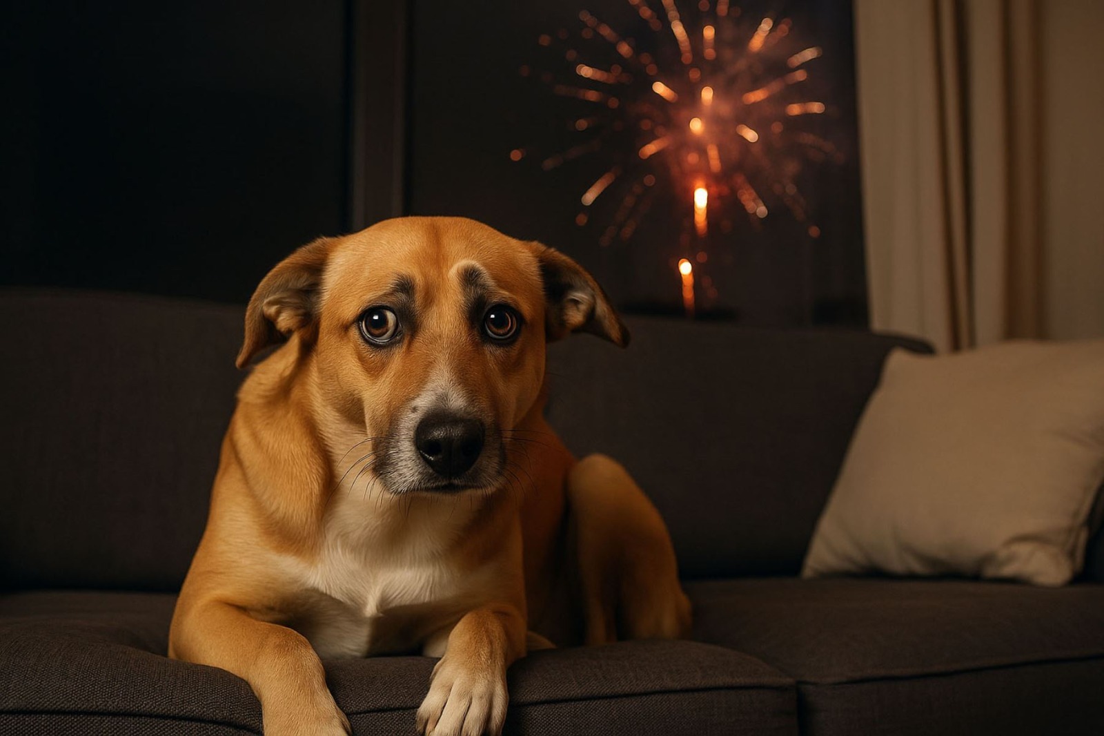 ¡Un estallido pegado al oído humano!: así suena la pirotecnia para un perro en Navidad