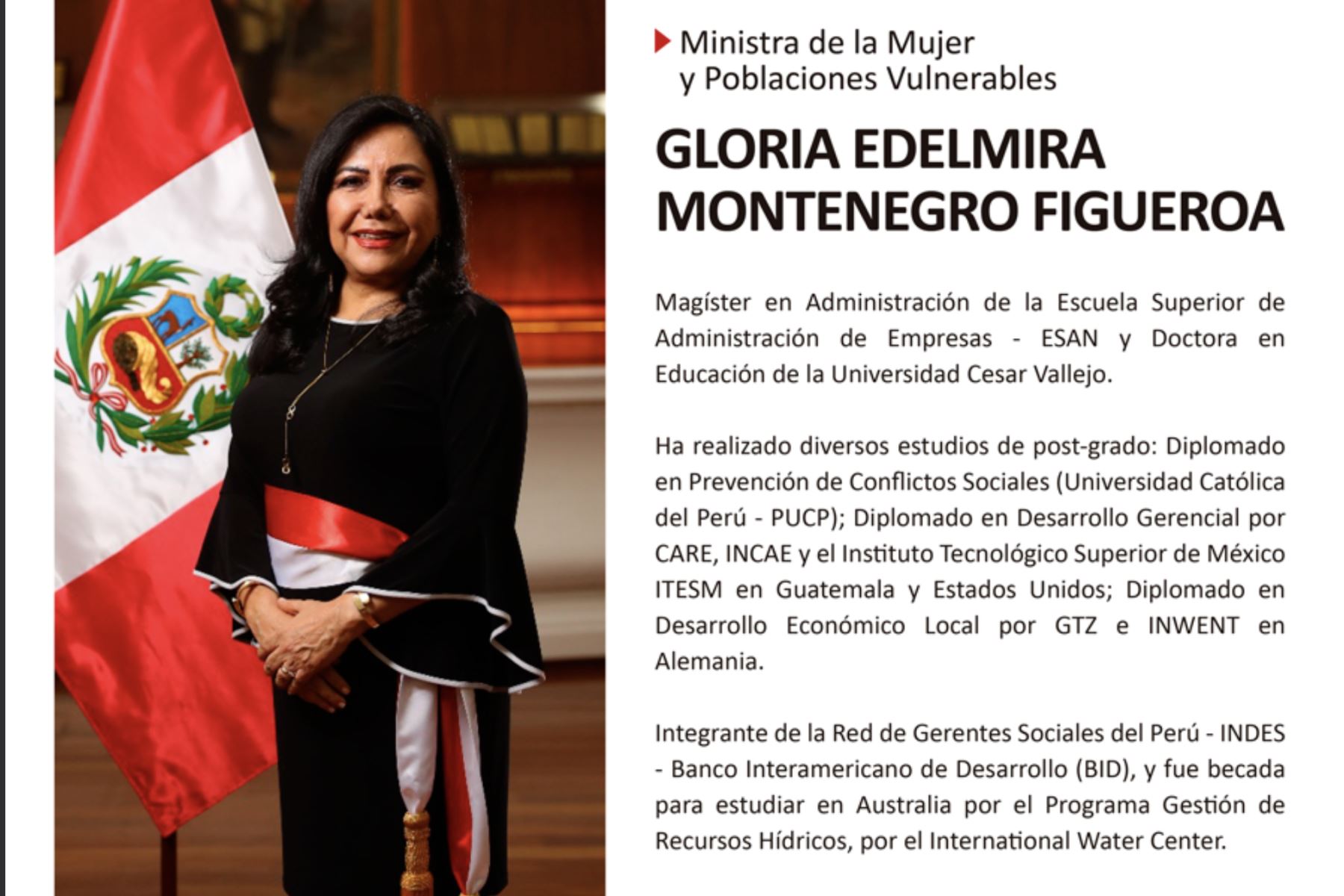 Congresista Gloria Montenegro es la nueva ministra de la Mujer