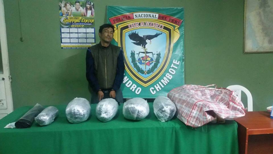 Capturan a sujeto con 8 kilos de marihuana en bus interprovincial que partió de Pataz a Áncash