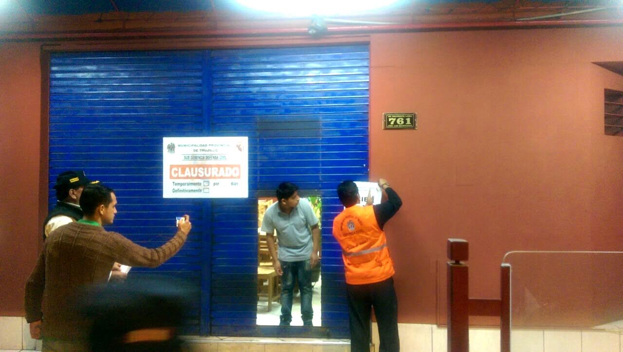 Trujillo: hotel y cuatro restaurantes clausurados por carecer de certificado de defensa civil