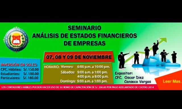Trujillo: Realizarán  seminario “Análisis de Estados Financieros de Empresas”