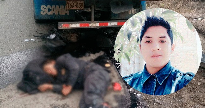 Suboficial muere al empotrar su moto contra tráiler en curva de Otuzco