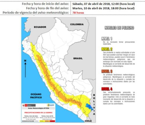 Lluvias intensas con descargas eléctricas se registrarán hasta el martes en 18 regiones, también en La Libertad