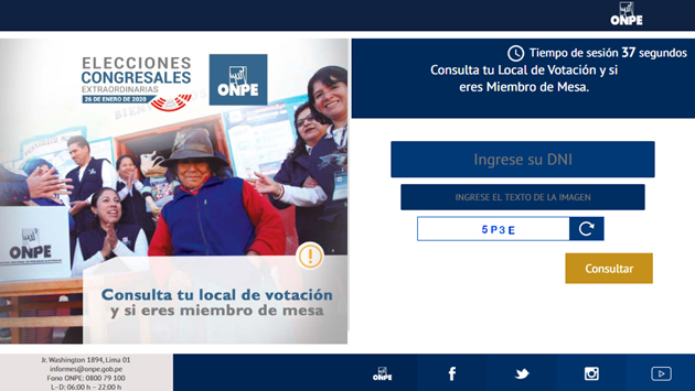 Onpe recuerda que 31 de diciembre culmina posibilidad de elegir local de votación