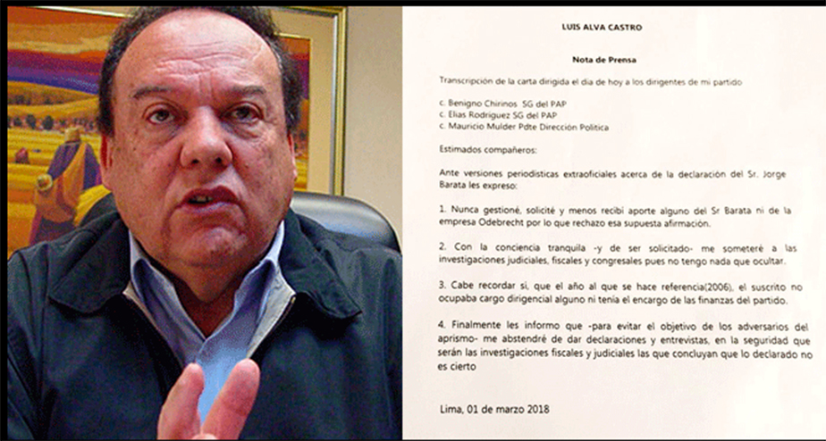 Desde la clandestinidad: Luis Alva Castro se pronuncia sobre dinero de Odebrecht