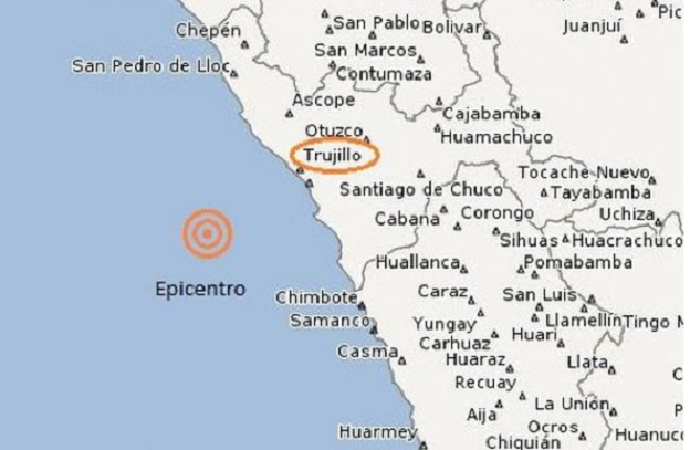 Sismo de 4 grados en escala de Richter se registró al suroeste de Trujillo