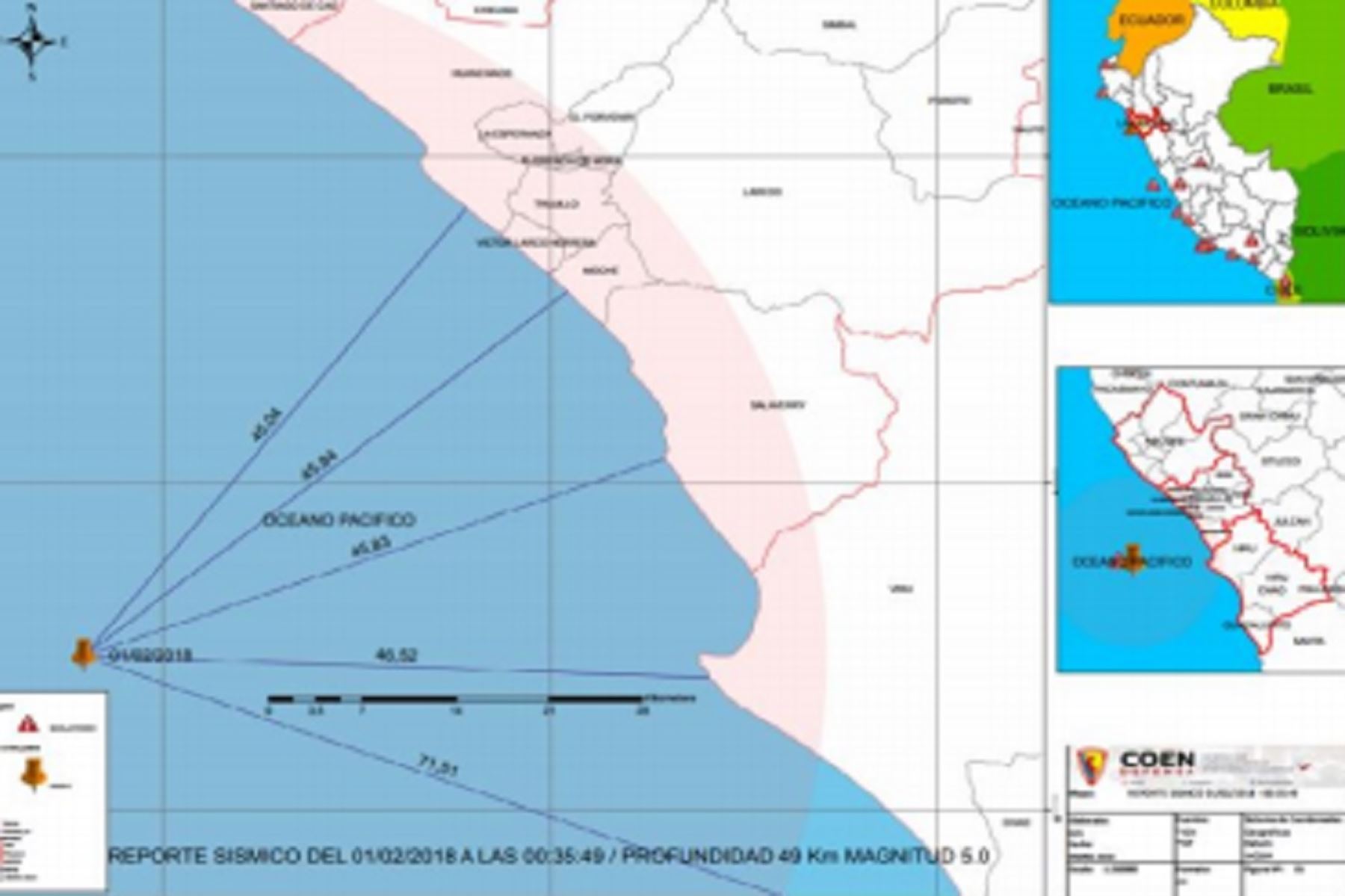 La Libertad: no se reportan daños por sismo de magnitud 4.9