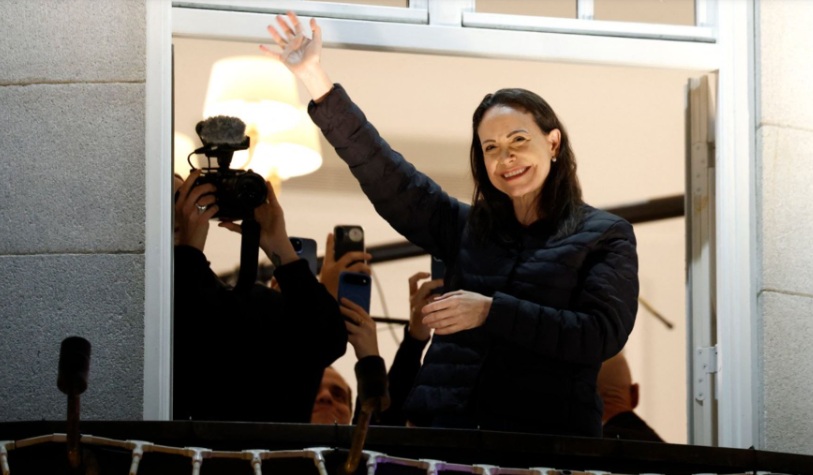 María Corina Machado hace su primera aparición pública en Oslo después de 11 meses