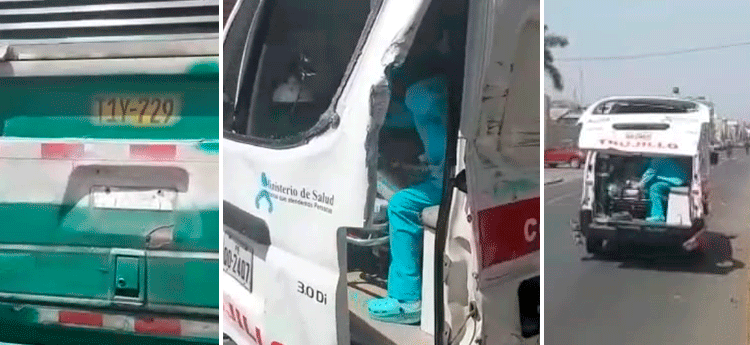 Trujillo: micro choca ambulancia con paciente que padecía paro cardiaco
