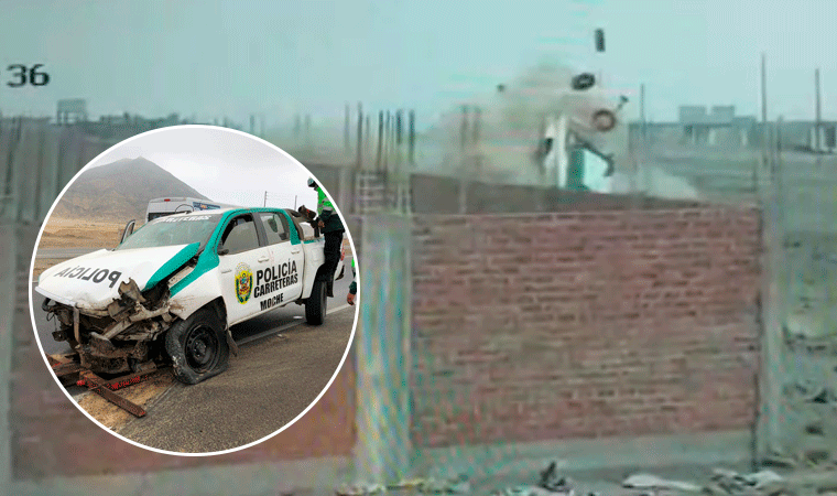 Ascope: Policías salvan de morir en despiste de patrullero