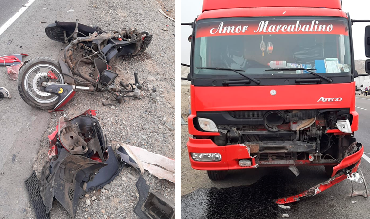 Motociclista muere luego de estrellarse contra camión en el desvío a Chiquitoy