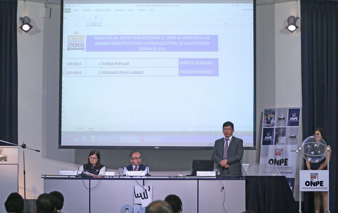 ONPE sorteó orden de aparición de partidos en la franja electoral