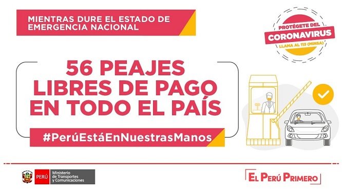 MTC: 56 peajes a nivel nacional, entre públicos y privados, dejaron de cobrar por pase de vía